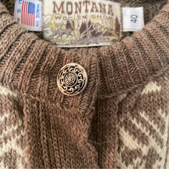 vintage montana woolen shop grandma cardigan fair isle cable knit made in usa. - Picture 4 of 13